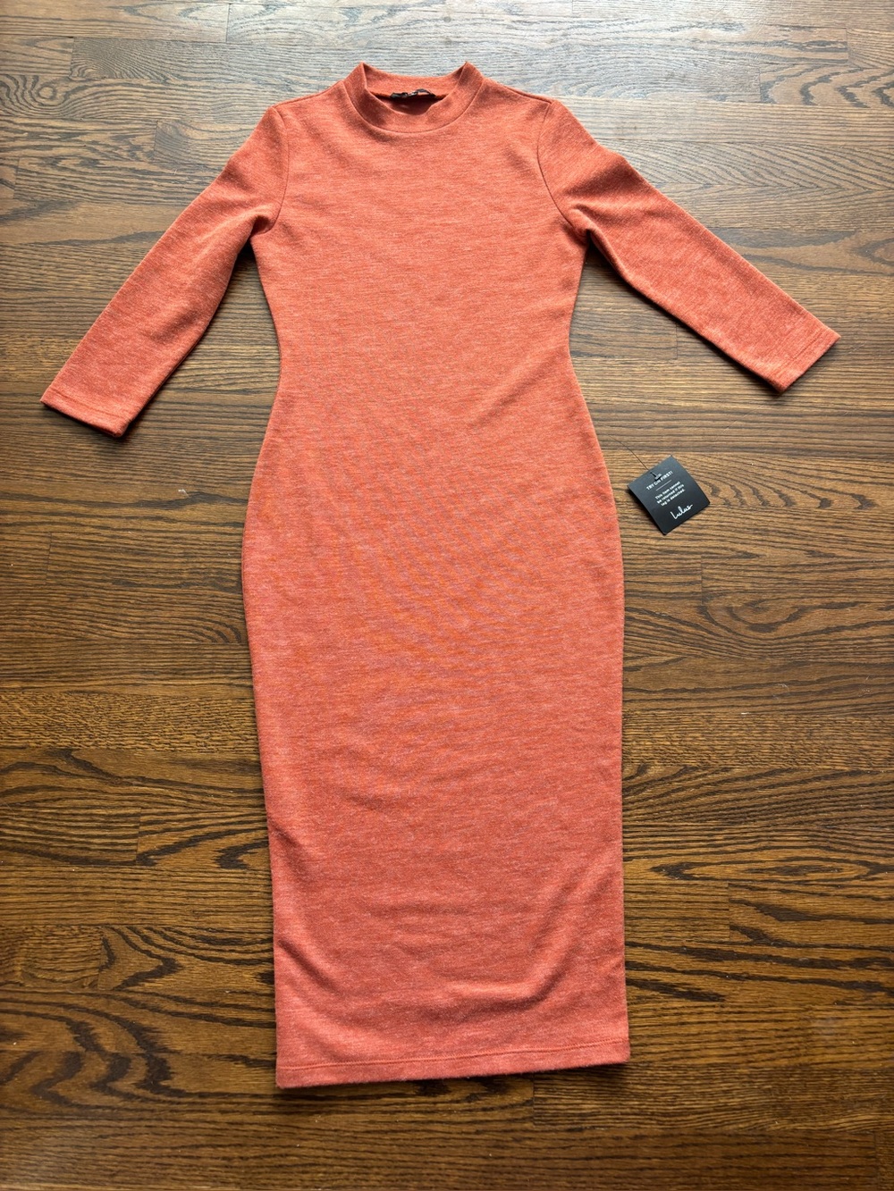 Lulu's Burnt Orange  Knit Midi Bodycon Dress Medium NWT